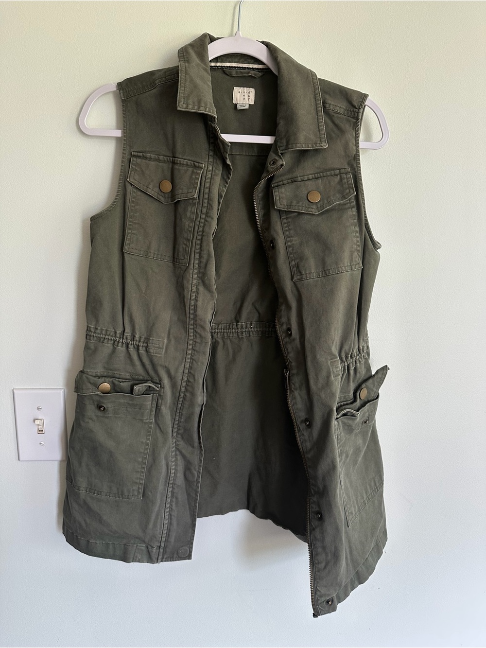 A New Day Olive Utility Button-Front Vest Gorpcore Casual Functional